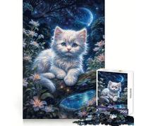 Kitten Dreaming in Night Jigsaw 1000 Pieces for Adults FreeTime Game Accurate Cut Fun Challenge Game Night (50x75cm)