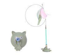 Kitten Exercise Teaser Wand High Strength Suction Cup Base for Active Play Pet Toys Long Elastic Steel Wire for Pet Health Exercise Toys