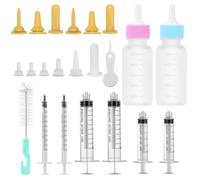 Kitten Feeding Bottles, Pet Syringe Feeding Tool, Pet Nursing Bottle with Nipple,Cleaning Brushes, Hole Opener, Replacement Nipples, for Puppy Kitten Small Mammals and Other Newborn Pets (22 Pcs)