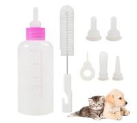 Kitten Feeding Bottles, Puppy Feeding Bottle Kit - 7 Piece Bottle Set for Small Dogs, Complete Pet Feeding Kit with and Spare Teats for Domes