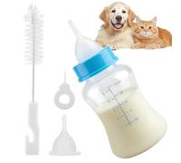Kitten Feeding Set - 6 Inch Bottle | PP Silicone Set - 150ml Nursing Bottle with Soft Nipple Needle Brush for Kittens, Hand Feeding, Home Care, Veterinary Clinics and Animal Shelters