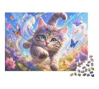 Kitten Flowers Jigsaw Puzzle 500 Pieces for Adults | 52x38cm Quality Cardboard, Sharp HD Print, Tight Interlock Fit, Clean Finish, Stress Relief, Birthday Gift