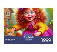 Kitten Girl 1000 Piece Jigsaw Puzzle For Adults Challenging Game Stress Relief Puzzle Exercise The Memory of The Brain for Adults And Kids, Age 12 Years Up 70x50cm/1000pcs