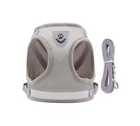 Kitten Harness and Leash - Adjustable Breathable - Escape Proof Dog Harness with Reflective Strips | for Pet Walk Gray x_l
