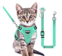 Kitten Harness and Leash Seat, The Upgrade Can be Adjusted in Four Directions and Breathable Cat Harness for Anti Escape That can be Fitted and Positioned, Reflective Strips Harness, Green,XXS