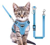 Kitten Harness and Leash Seat, The Upgrade Can be Adjusted in Four Directions and Breathable Cat Harness for Anti Escape That can be Fitted and Positioned, Reflective Strips Harness, Blue, XXS