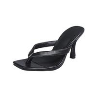 Kitten Heel Thong Sandals For Women Womens Flip Flops With Heel Strap Open Toe Dress Heels T Bar Prom Slippers Slip On Mule Heels Dress Party Shoes Wide Fit Square Toe Slide Fashion T Strap Sandal