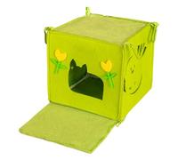 Kitten Hide Bed Box, Cat Hammock Bed, Animal Bed House Cave, Safe and Durable, Easy to Setup, 19x17cm, Yellow Green for Cats, Dogs