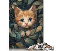 Kitten Hiding In Leaves Puzzle for Adults And Teenagers 1000 Pieces Puzzle for Adults Sustainable Puzzle Games 1000pcs (38x26cm)