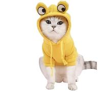 Kitten Hooded Clothes, Dog Boys' and Girls' Autumn and Winter Cotton-Padded Clothes, cat Boys' and Girls' Frog Hoodie Clothing (Yellow, XXL)