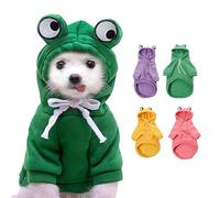Kitten Hooded Clothes, Dog Boys' and Girls' Autumn and Winter Cotton-Padded Clothes, cat Boys' and Girls' Frog Hoodie Clothing (Green, XL)