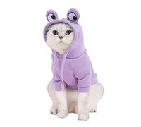 Kitten Hooded Clothes, Dog Boys' and Girls' Autumn and Winter Cotton-Padded Clothes, cat Boys' and Girls' Frog Hoodie Clothing (Purple, XL)