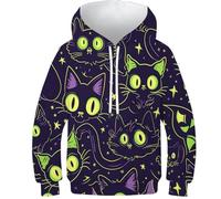 Kitten Hoodie for Kids 3D Printed Hoodies Costume Long Sleeve Pullover Sweatshirt Jacket for Boys Girls 10-12Y