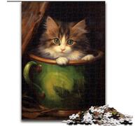 Kitten in A Jar 1000 Piece Jigsaw Puzzle for Adults Teens, Stress Reliever Staycation Kill Time Enhance Love between Couples (50x75cm)