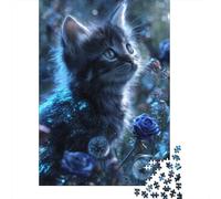 Kitten in A Magical Blue Garden 1000 Piece Puzzle for Adults Challenge, 70x50cm/1000pcs