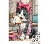 Kitten in A Skirt1000 Piece Impossible for Adults Games Gifts Kids Challenge JigsawWith A Bow on Her Head