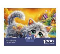 Kitten in Raincoat Jigsaw Puzzles for Adults 1000 Piece Jigsaw PuzzlesSleeping Cat for Adult Educational Game Challenge Toy 1000 Pieces Puzzle for Adults Kids.Educational Games Home DecorationFun