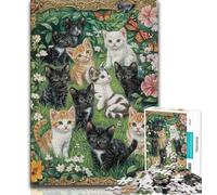 Kitten in The Garden 1000 Pieces Jigsaw Puzzles for Adults And Teens,Toys Educational Games Stress Relieving Wall Decoration 75x50cm