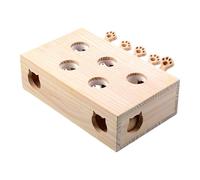 Kitten Interactive Toy: Wooden Leather Mouse Paws Reaction Game, Cat Teaser Box, Mental Stimulation Trainer | Perfect and Easy Play Session for