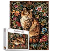 Kitten Jigsaw Puzzles for Adults, Maine Coon Cat Puzzles, Funny Animal Puzzles Unique Shape Wooden Cut Puzzle, Birthday Gifts Home Decor Family Game for Kids Adults