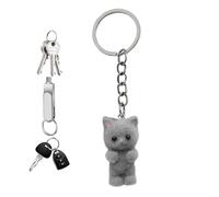 Kitten Keychain, Party Favor, Cute Cat Keychain | Adorable Bag Charm | Creative Novelty Cat Keychain for Cell Phone, Backpack, Purse, Car Keys, gray, Siehe Beschreibung