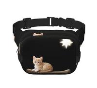 Kitten looking at the stars Printed multifunctional waist bag, unisex trendy messenger bag, travel sports storage bag