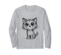Kitten Lover Abstract Scribble Cat Art Cute Pet Sketch Long Sleeve T-Shirt
