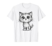 Kitten Lover Abstract Scribble Cat Art Cute Pet Sketch T-Shirt