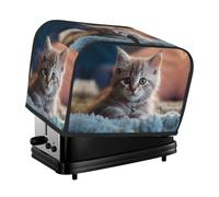 Kitten Lying on Carpet Toaster Cover 2 Slice, Waterproof Bread Machine Covers with Pockets Universal Size Kitchen Small Appliance Cover with Handle, Dust and Fingerprint Protection