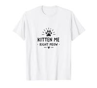 Kitten Me Right Meow Paw Print Cat Lover T-Shirt, Men, White, S