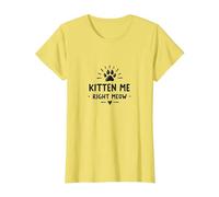 Kitten Me Right Meow Paw Print Cat Lover T-Shirt, Women, Lemon, XL