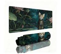 Kitten Mouse Pad Large 800x400x3mm Desk Mat Pond Gaming Mouse Pad Table Protector Non-Slip Rubber Base Textured for Stable Grip on Smooth Surfaces Wear-Resistant Mousepad for Computers, Laptop W1-813