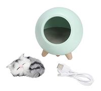 Kitten Night Light Touch Dimming Lamp with Built in Battery for Bedroom Decor Energy Saving Soft Light Surprise Cute Cat House LED Night Lamp Atmosphere Lamp (Green)