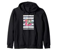 Kitten on a floating flamingo Zip Hoodie