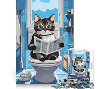 Kitten on The Toilet 1000 Pieces Jigsaws Adults Puzzles Cognitive Skill Tension Relief Home Game Home Display (38x52cm)