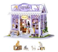 Kitten Paradise DIY Miniature Dollhouse Kit | Cute Lavender Cat-Themed Store | Craft Gift for Teens & Adults (Kitten Paradise A)
