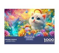 Kitten Peeks from A Flower-filled Basket 1000-Piece Jigsaw Puzzle Cute Pet Cat Challenging Game for Men, Women & Elders 38x26cm/1000pcs