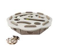 Kitten Pet Maze Digging Holes Felt Box Cat Nail File Enrichment Box Puzzle Felt Maze Enrichment Box Cat Interactive Nail File Scratch with 3 Bell Balls Brain Game Toys Indoor (Camel White)