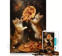 Kitten Pizza Wars 1000 Piece Jigsaws for Teenagers Casual Game Creative Play Fun Activity Home Accent (38x52cm)