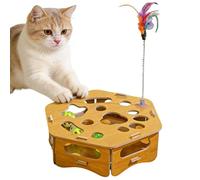 Kitten Play Box, Engaging Scratch Puzzle Toy, Wooden Teaser with Interactive Feature, Cat Activity Box with Fun Design, Indoor Play Toy with Sturdy Build, Pet Toys for Trainers and Lovers