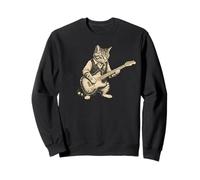 Kitten Playing Electric Guitar Hilarious Cat Rock Star Music Sweatshirt