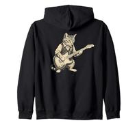 Kitten Playing Electric Guitar Hilarious Cat Rock Star Music Zip Hoodie