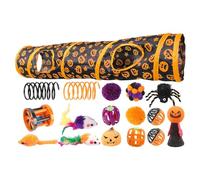Kitten Playing Toy - Halloween Cat Tube, Interactive Pet Tunnel | Pumpkin Pattern Activity Center with Toys, Folding Cat Tunnel for Small Animals, Festive Play Tunnel for Kittens and Cats