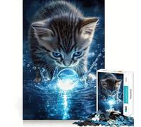 Kitten Playing with Glowing Orb 1000 Piece Jigsaw Puzzles for Adults Recall Boost Smooth Thick Real Challenge Wall Accent (50x75cm)
