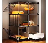 Kitten Playpen for Indoor Cats, Cat Cage with Litter Box, Diy Cat Enclosures Large Playpen, Detachable Metal Wire Kennel Indoor Crate, Large Exercise Place Ideal for 1-2 Cat,72x45x114cm/with wheels