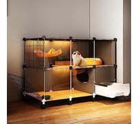 Kitten Playpen for Indoor Cats, Cat Cage with Litter Box, Diy Cat Enclosures Large Playpen, Detachable Metal Wire Kennel Indoor Crate, Large Exercise Place Ideal for 1-2 Cat,107 * 45 * 79/with wheels