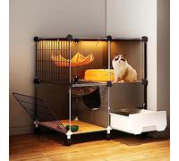 Kitten Playpen for Indoor Cats, Cat Cage with Litter Box, Diy Cat Enclosures Large Playpen, Detachable Metal Wire Kennel Indoor Crate, Large Exercise Place Ideal for 1-2 Cat,72x45x79cm/with wheels