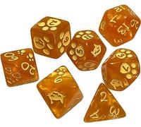 Kitten Polyhedral Dice Set Orange | Custom Dice, Perfect for use with Steve Jackson Games, DND, RPGs, Tabletop Games, and Role-Playing Adventures
