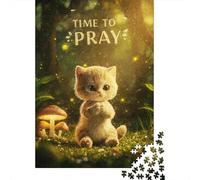 Kitten Praying in Forest 1000 Piece Puzzle for Adults And Couples, 38x26cm/1000pcs