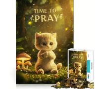 Kitten Praying in Forest Jigsaw Puzzle for Adults 1000 Pieces Mind Exercise Anxiety Relief Family Play Birthday Surprise (50x75cm)